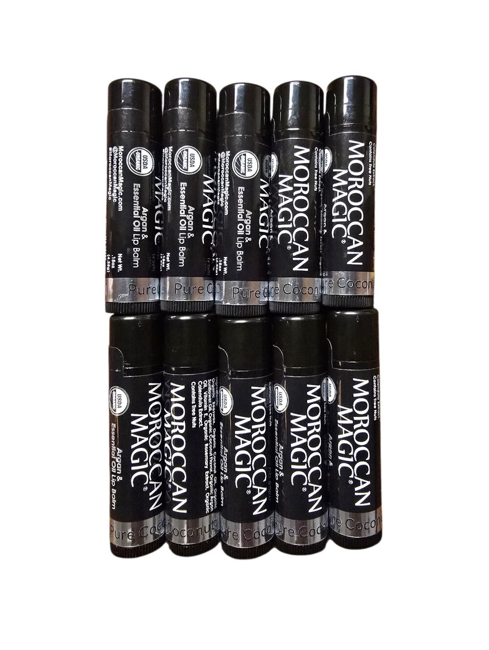 10pc/$45 Moroccan Magic Essential Oil Organic Lip Balm Pure Coconut 0.15oz